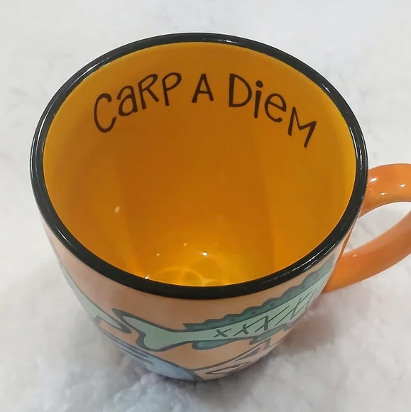 "House Kats" Collectible Coffee Mug. Whimsical design:cat,sunrise scene,fish,egg - Picture 8 of 9